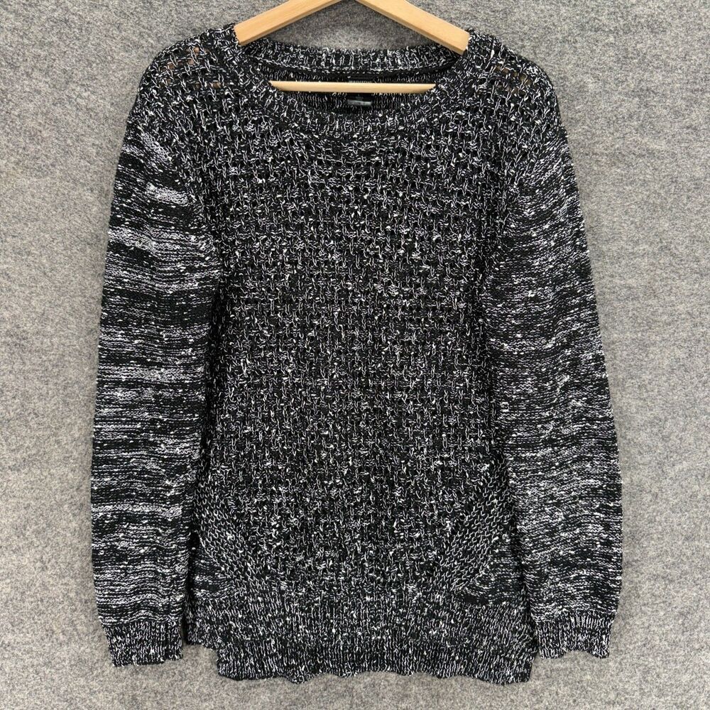 Madison Lilly Sweater Pullover Women L Large Gray Knit Long Sleeve Round Neck